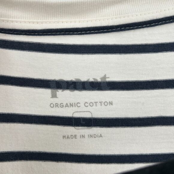 PACT White Black Stripe Scoop Neck Organic Cotton Softspun Tank Midi Dress Large - Picture 6 of 6